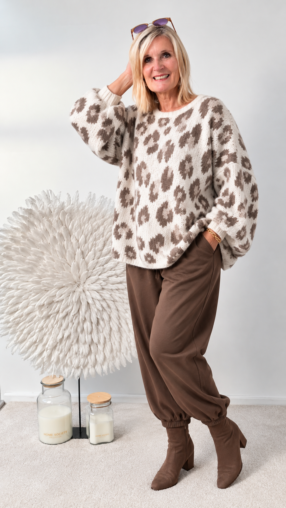PULLI " ABSTRAKTER LEO PRINT" TAUPE
