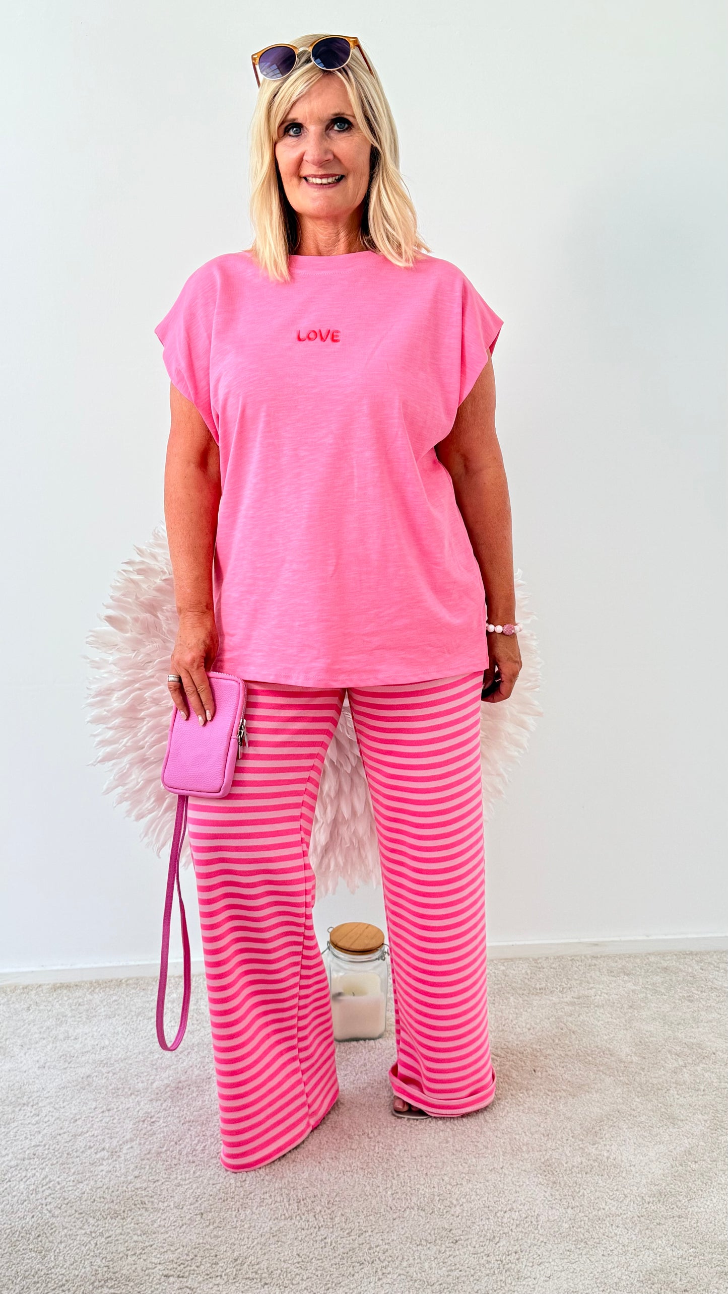 GESTREIFT HOSE "PINK/ROSA
