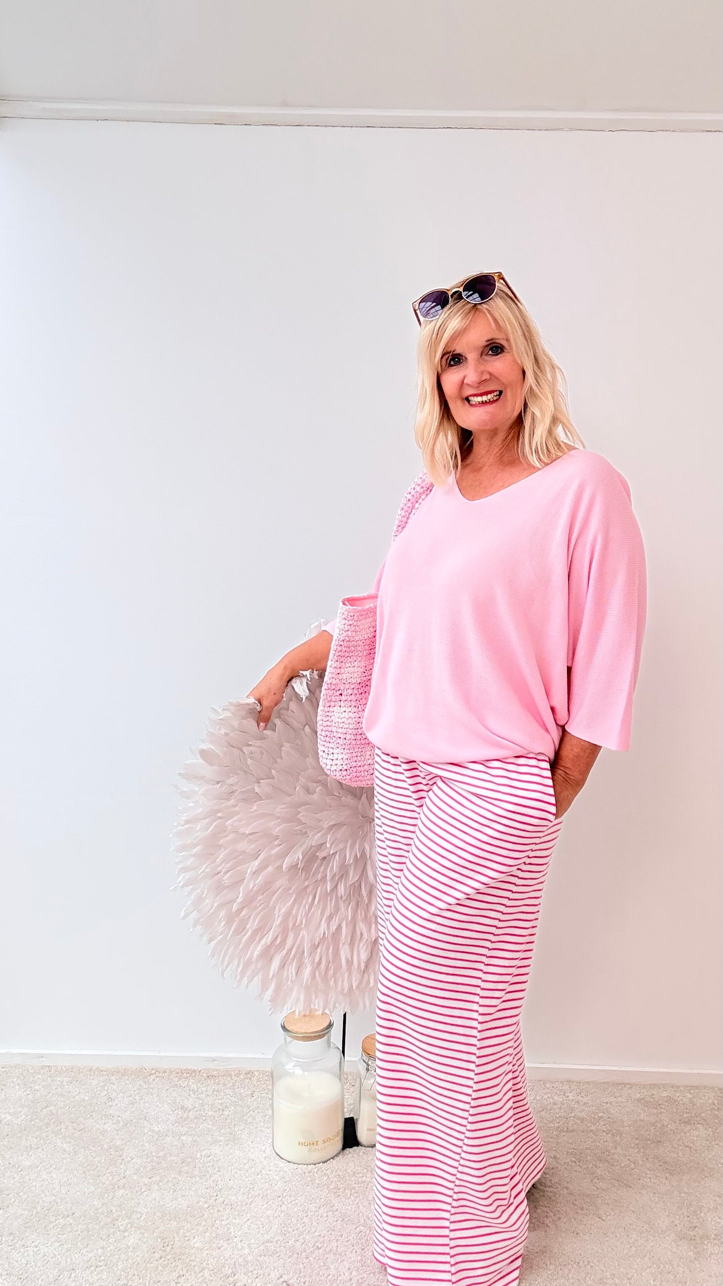 HOSE "GESTREIFT" PINK