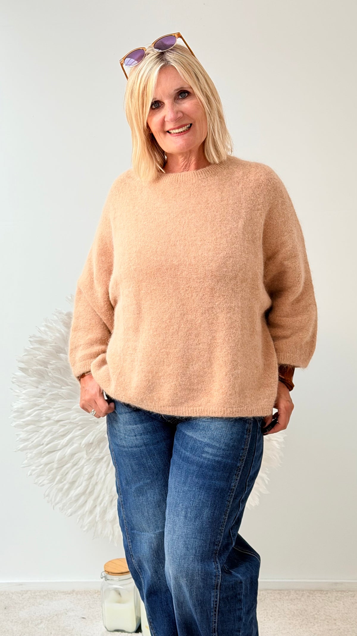 STRICKPULLI MIT 3/4 ARM " CAMEL"
