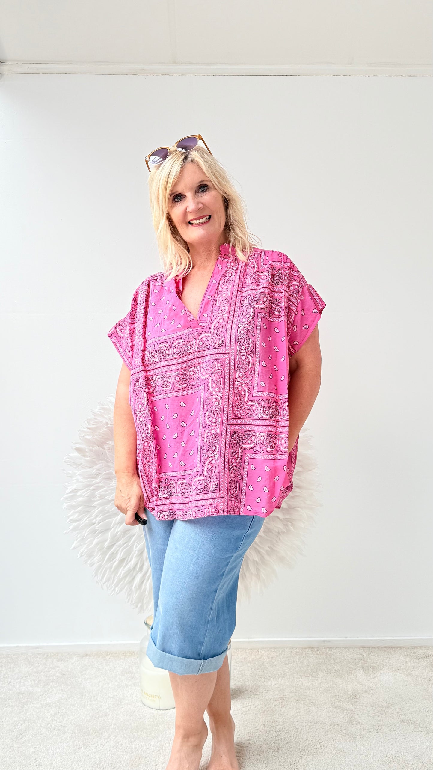 BLUSE IM PAISLEY PRINT "PINK"