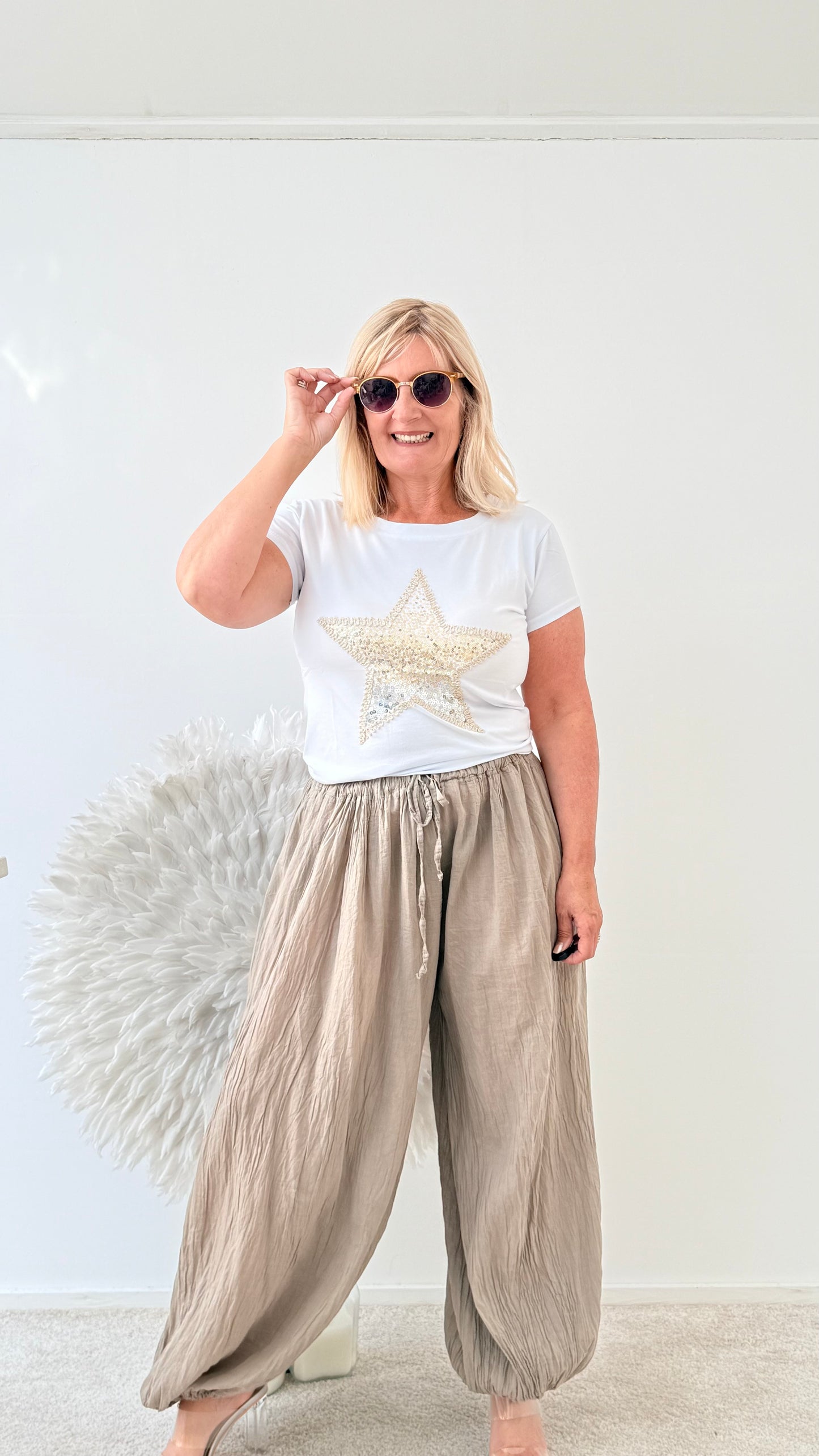 HOSE IM HAREM STYLE "TAUPE"