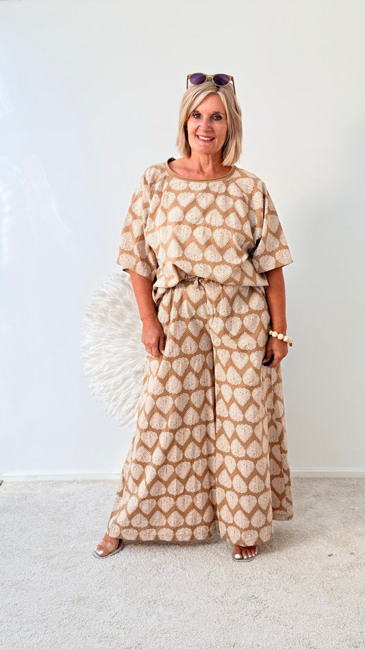 BLUSE " BLÄTTER BEIGE"