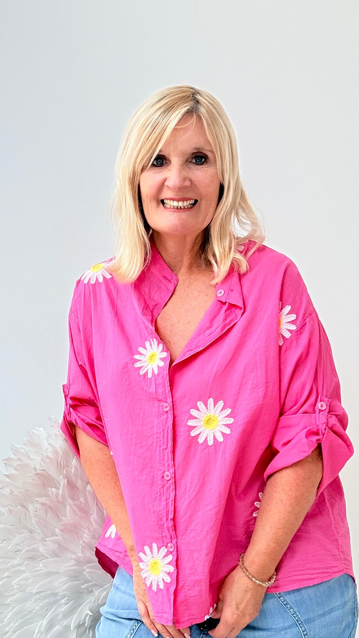 BLUSE " MIT BLÜTEN"PINK
