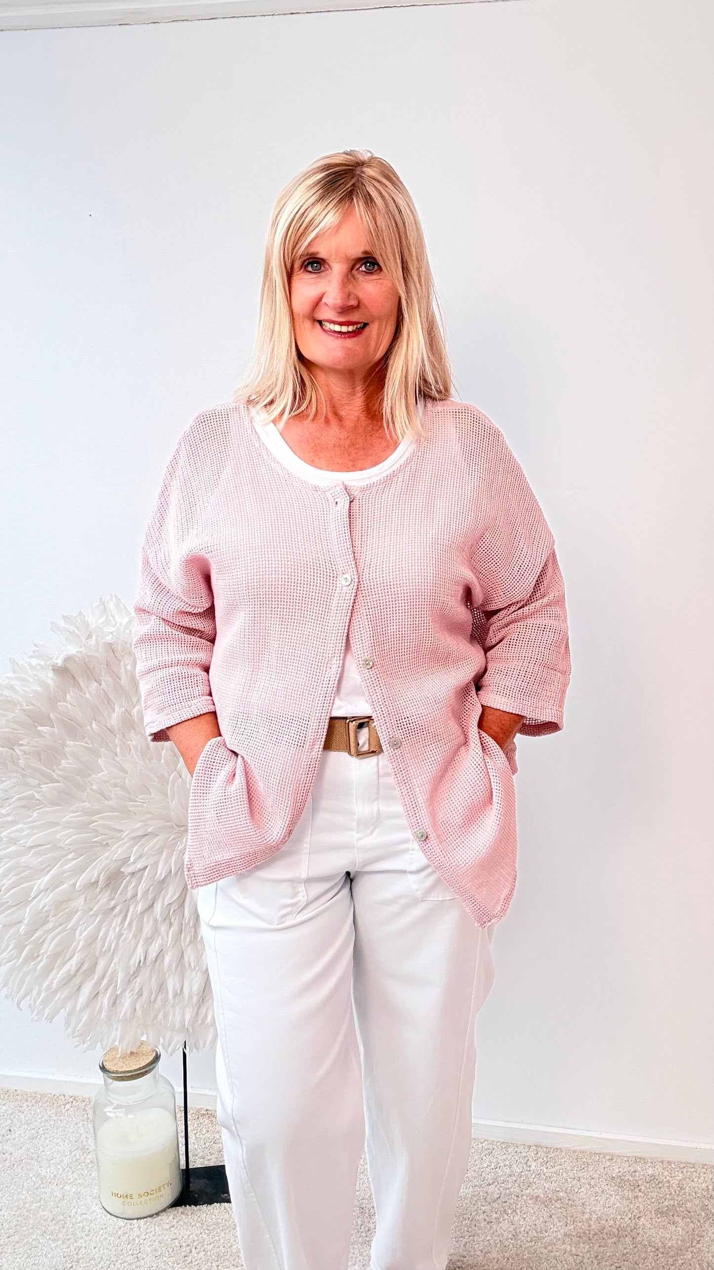 NETZ JACKE IN PUDER ROSA