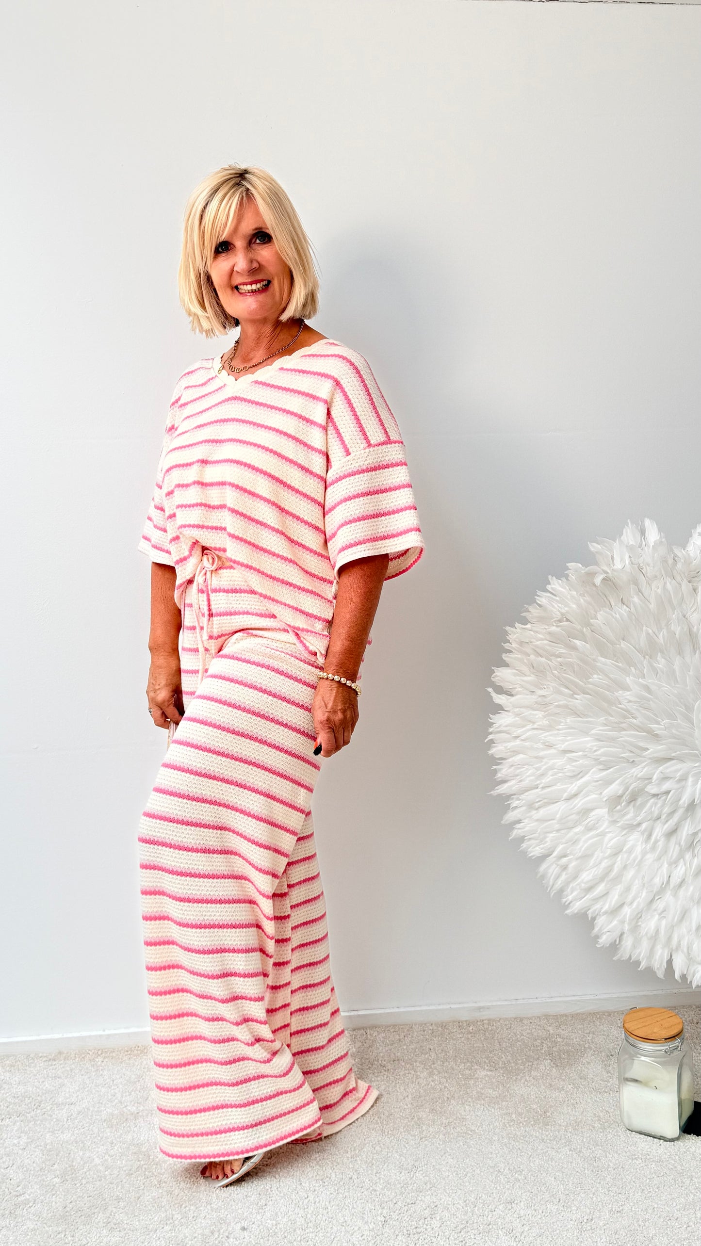 COZY 2 TEILER IM SOMMERSTRICK" Rosa"
