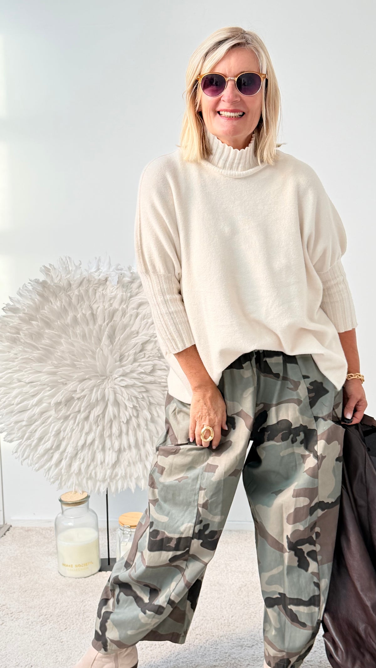 STRICKPULLI MIT TURTLENECK " BEIGE"