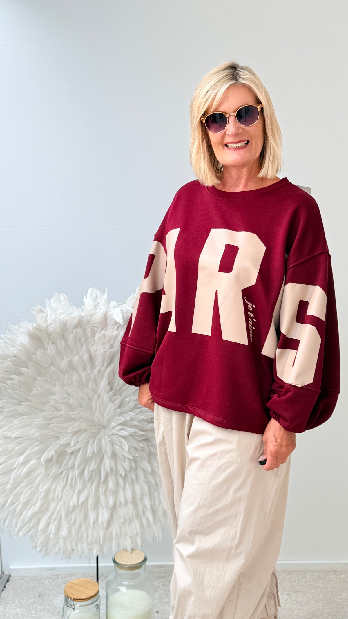 SWEATSHIRT "PARIS" BURGUNDA