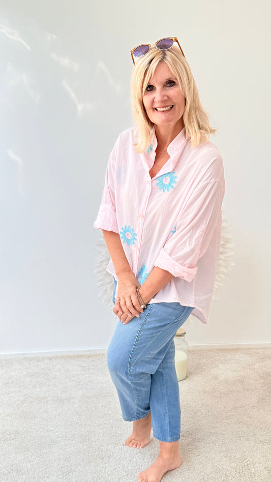 BLUSE " MIT BLÜTEN"ROSA
