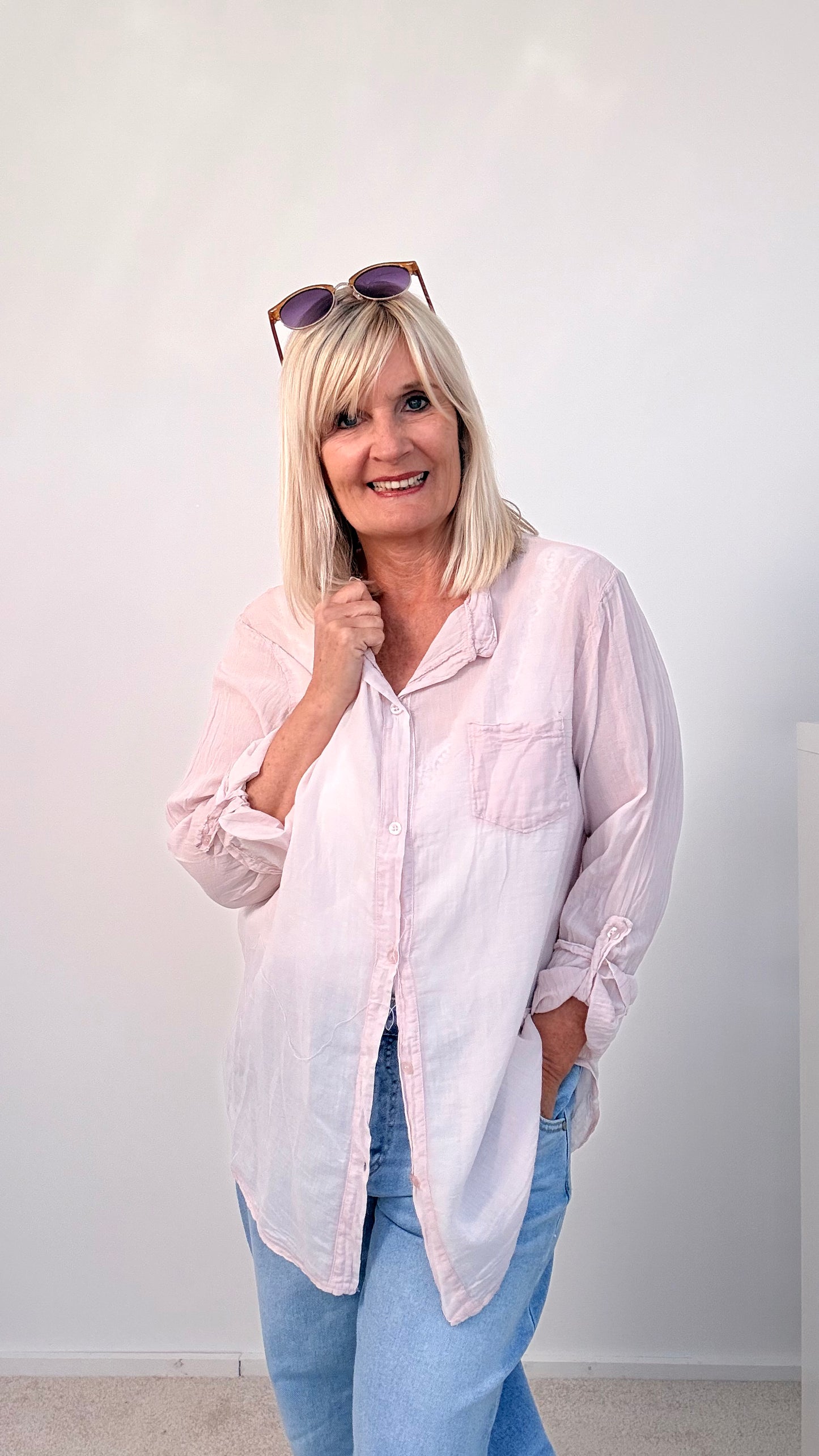 TRANSPARENTE SPORTLICHE BLUSE "ROSA"