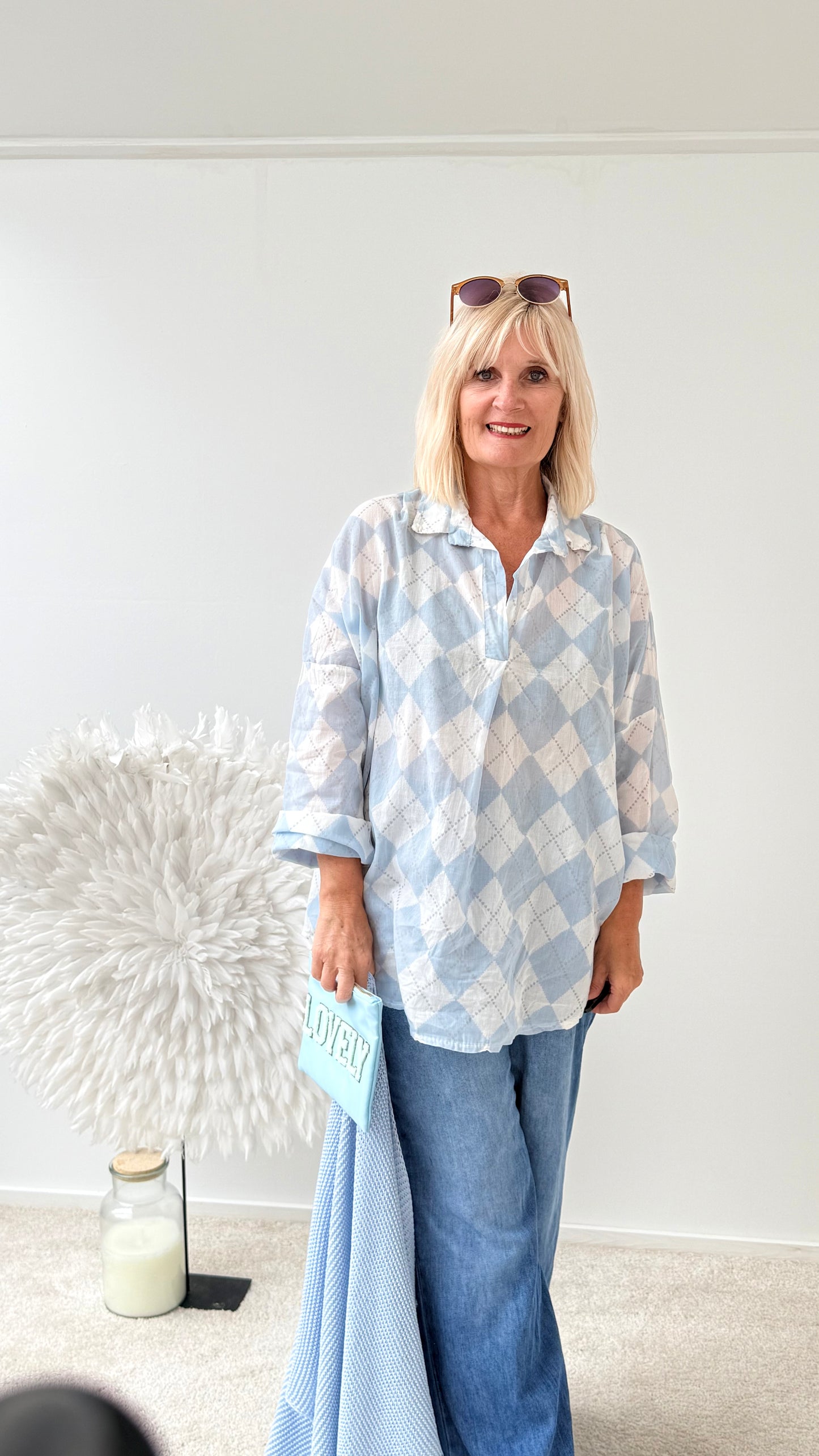 BLUSE "CARO"BLAU