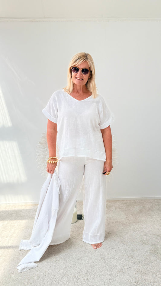 2-TEILER "BLUSE UND HOSE" WEIß