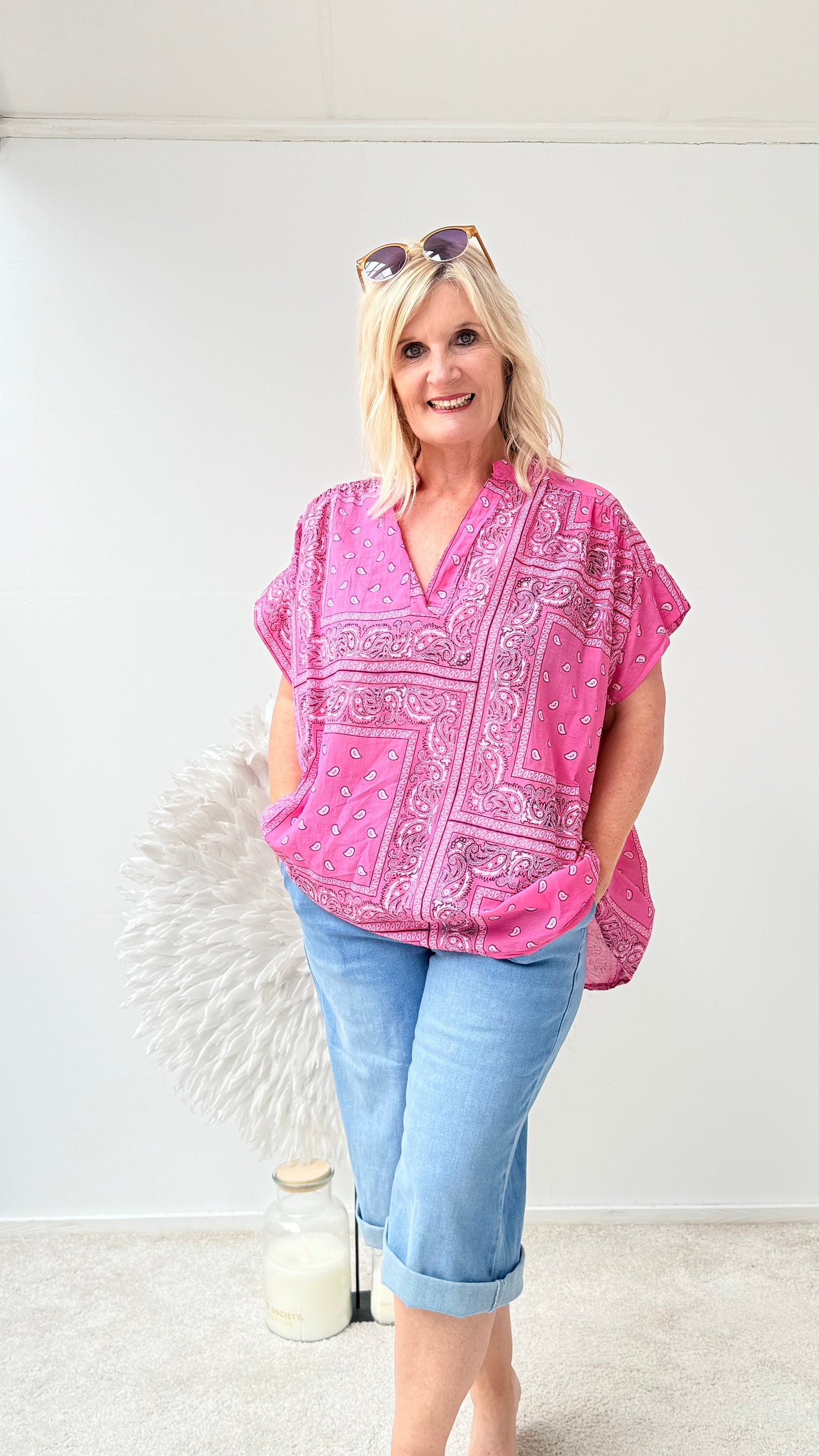 BLUSE IM PAISLEY PRINT "PINK"