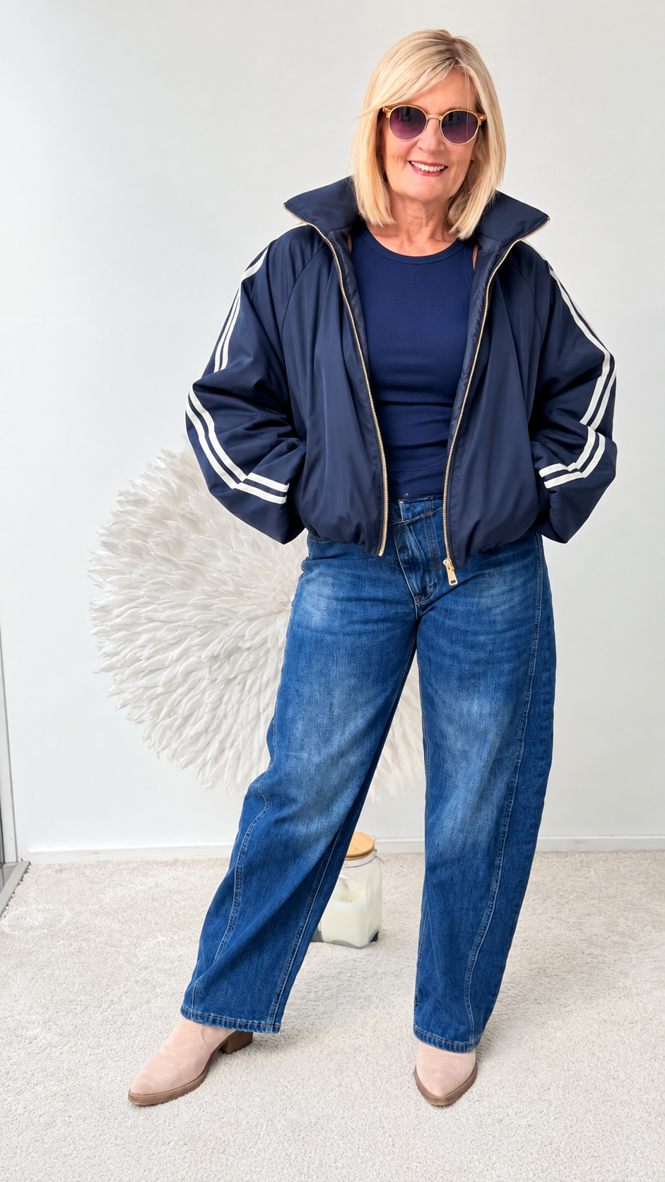 BLOUSON JACKE MIT STREIFEN "BLAU"