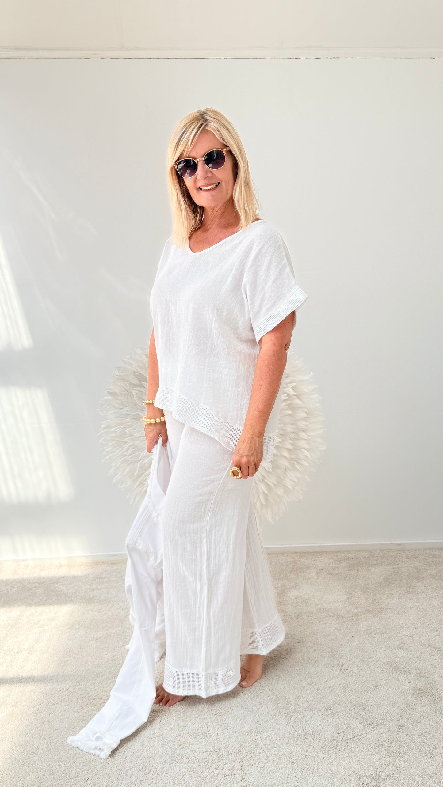 2-TEILER "BLUSE UND HOSE" WEIß