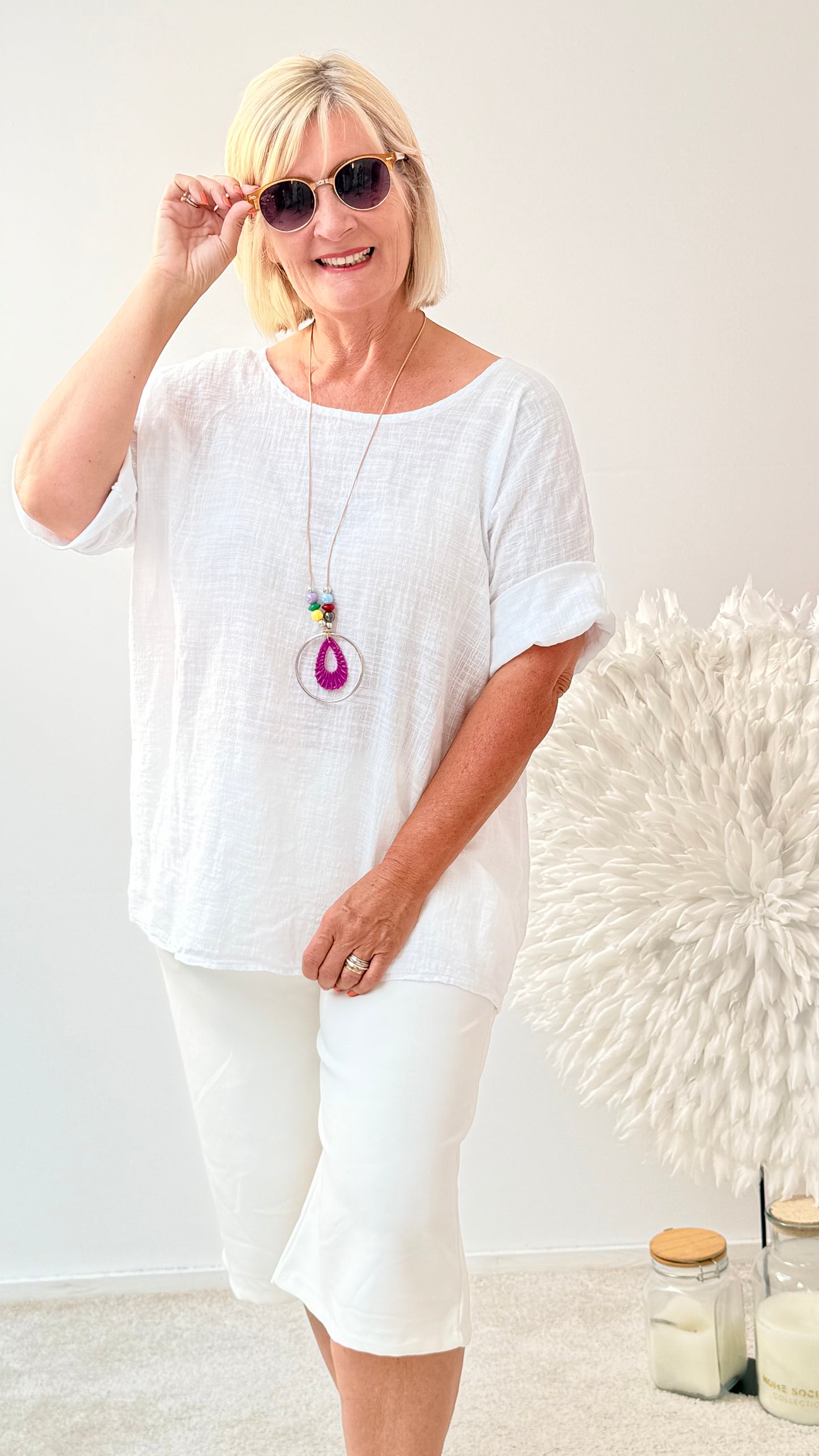 BLUSE MIT KETTE " WEIß“