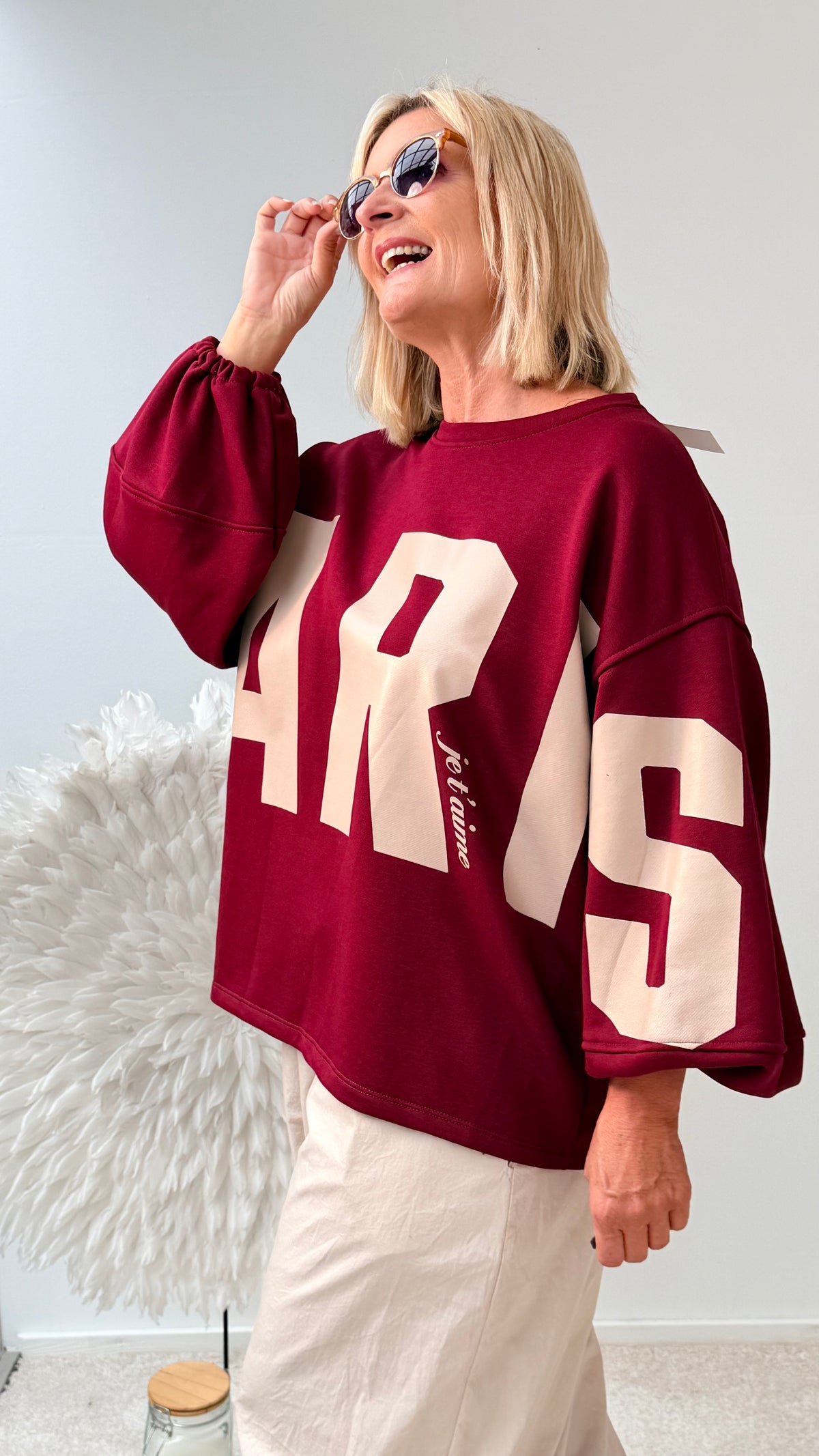 SWEATSHIRT "PARIS" BURGUNDA