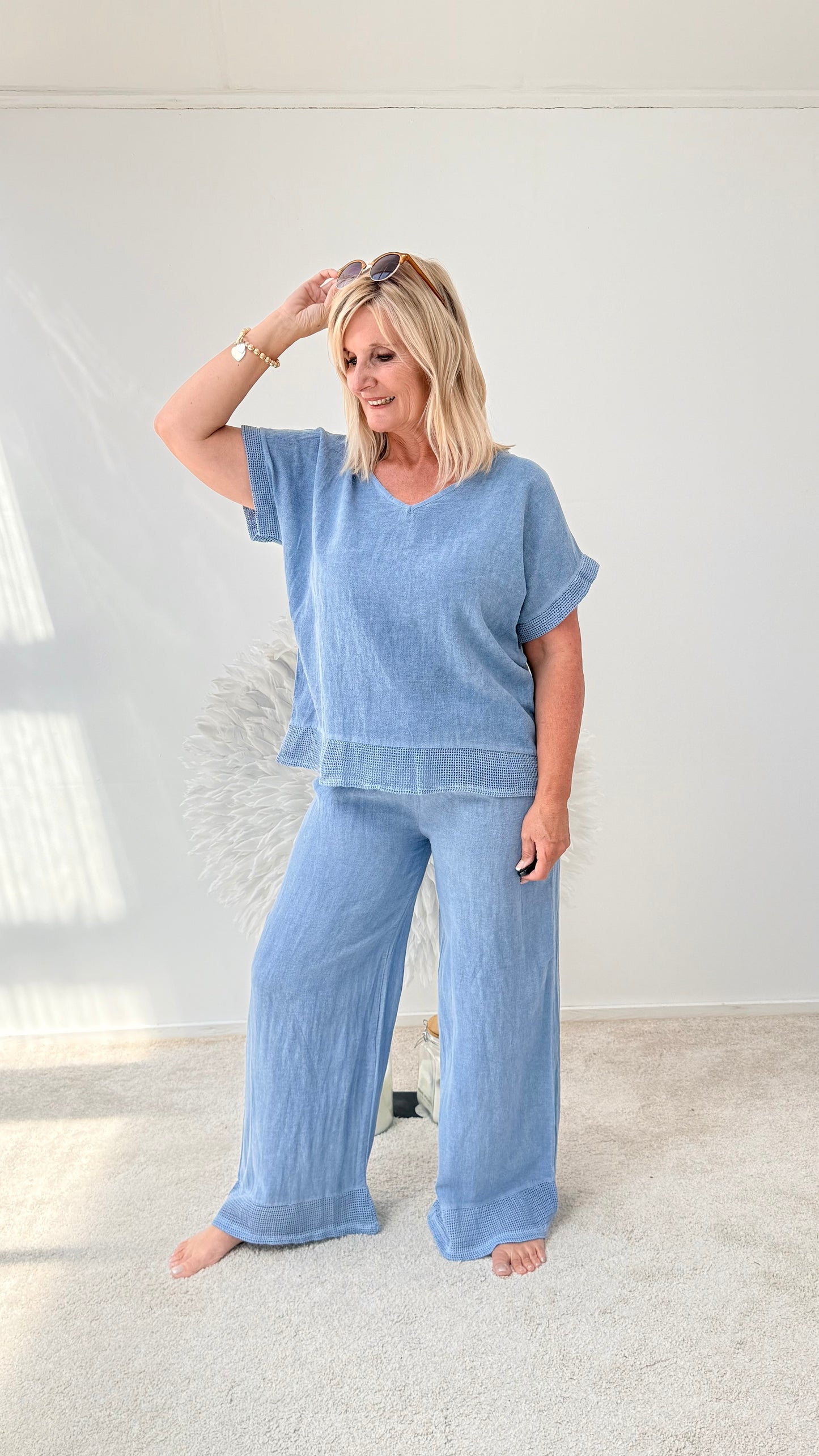 2-TEILER "BLUSE UND HOSE" BLAU
