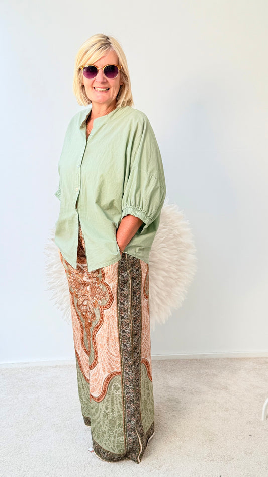 HOSE "PAISLEY MUSTER" SALBEI"