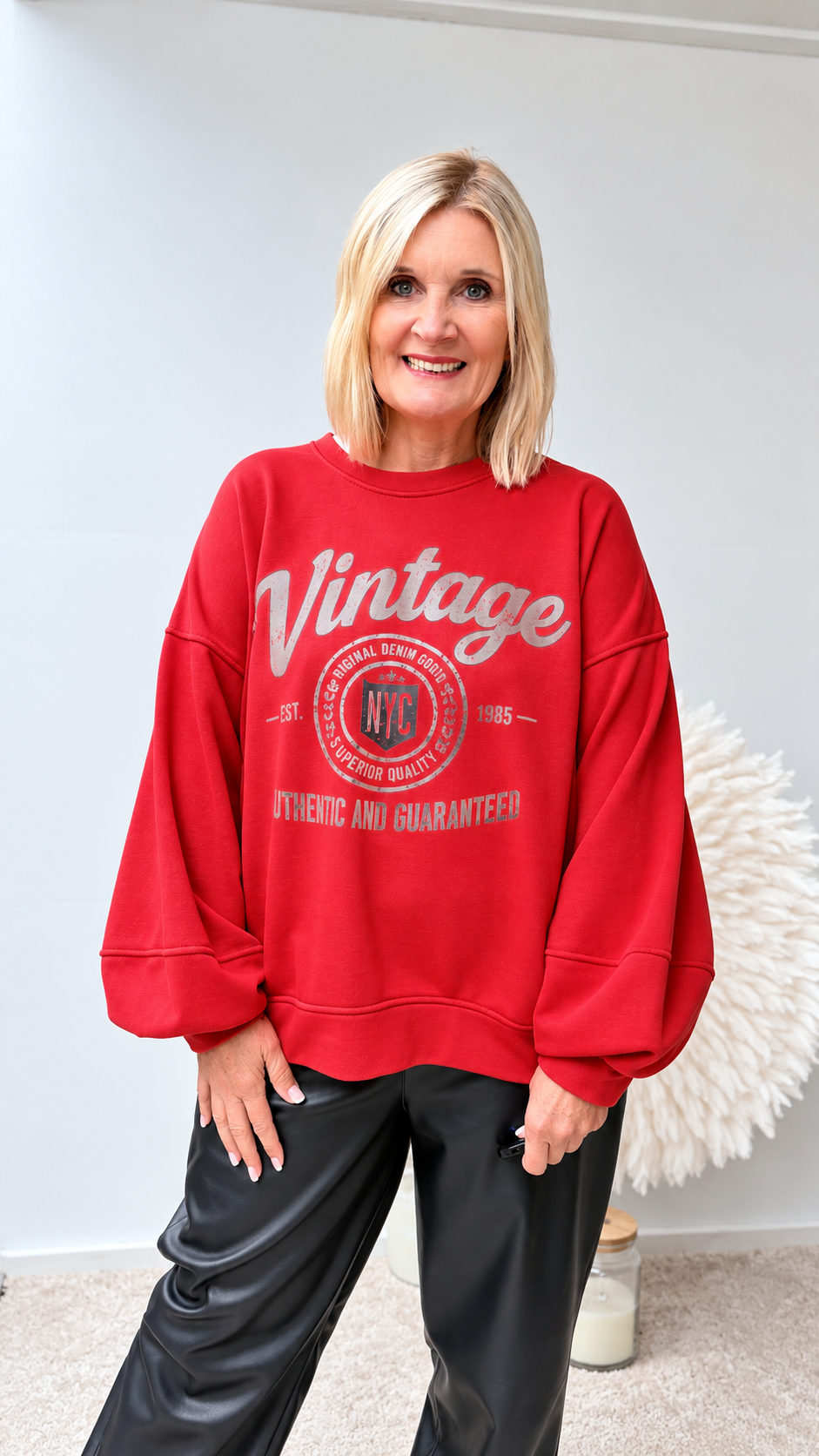 SWEATSHIRT IN ROT "VINTAGE"