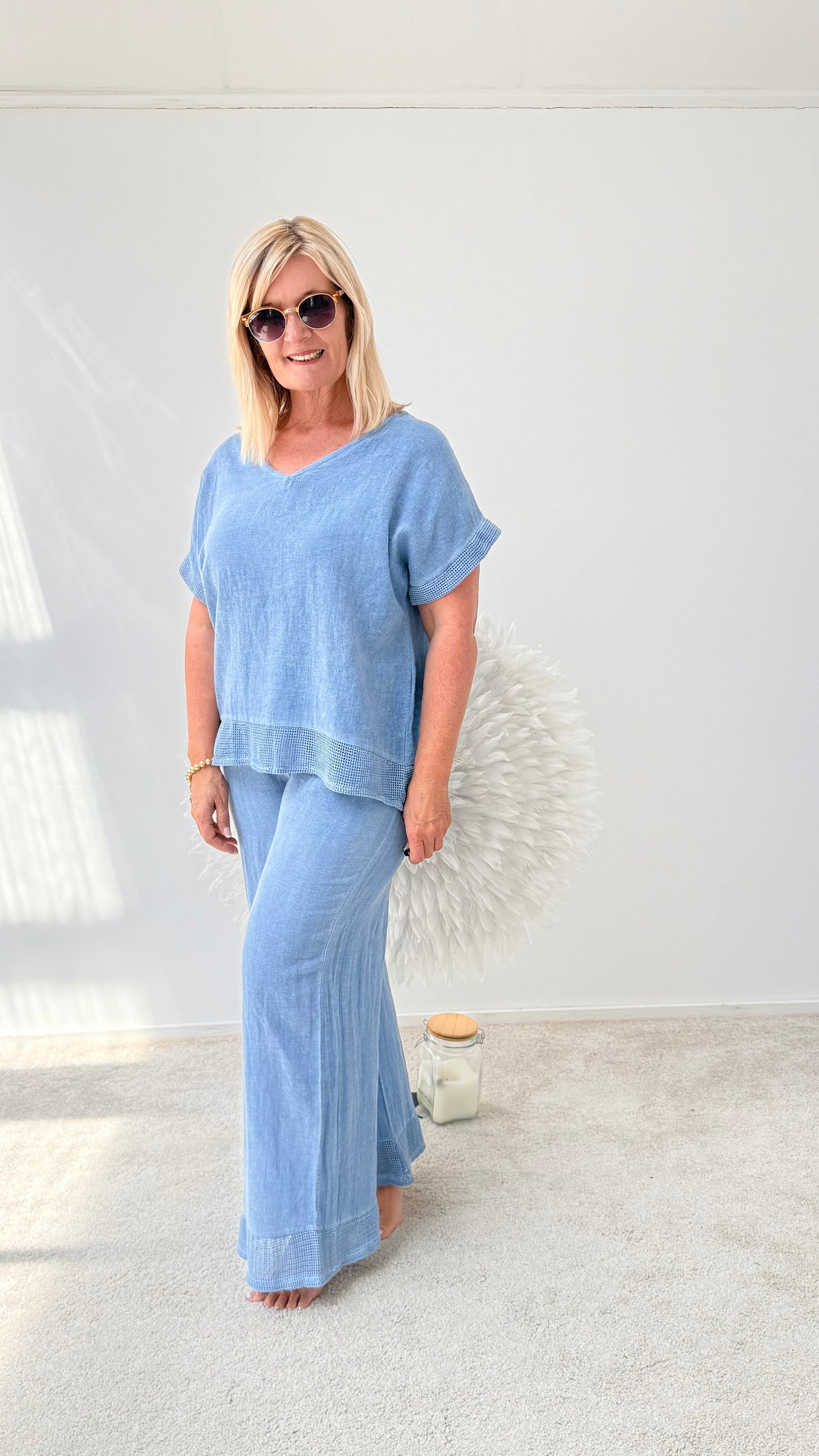 2-TEILER "BLUSE UND HOSE" BLAU