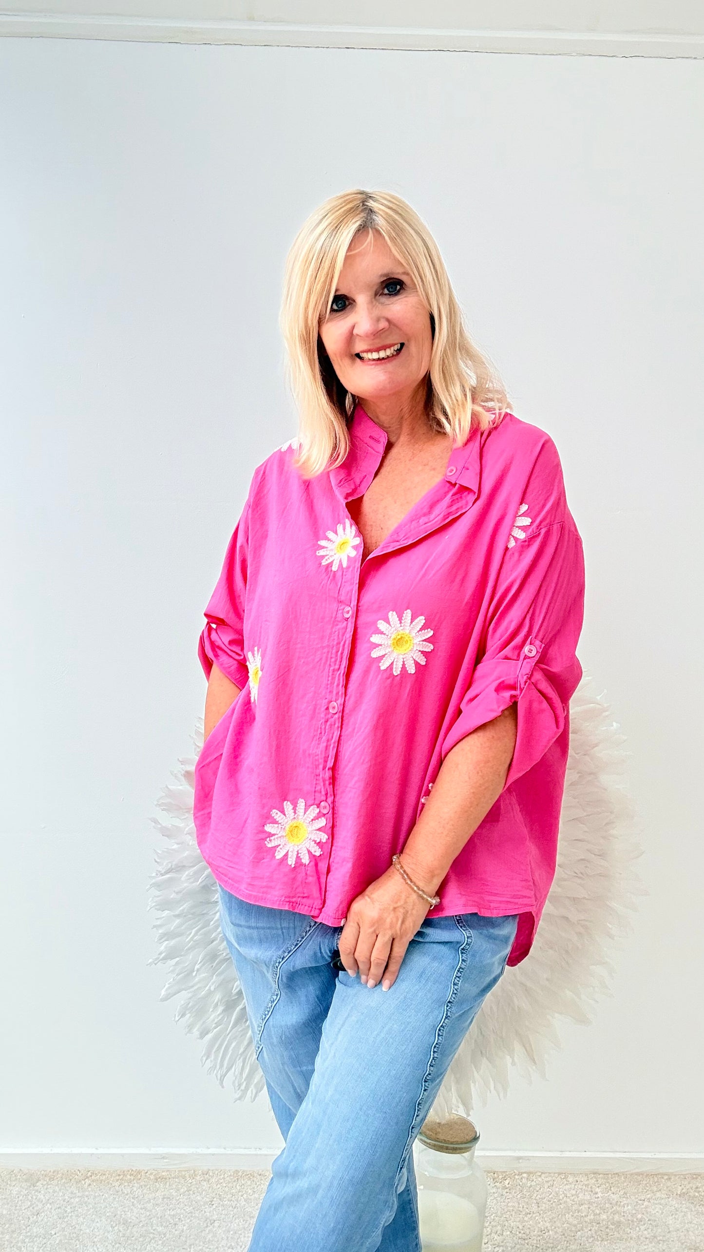 BLUSE " MIT BLÜTEN"PINK
