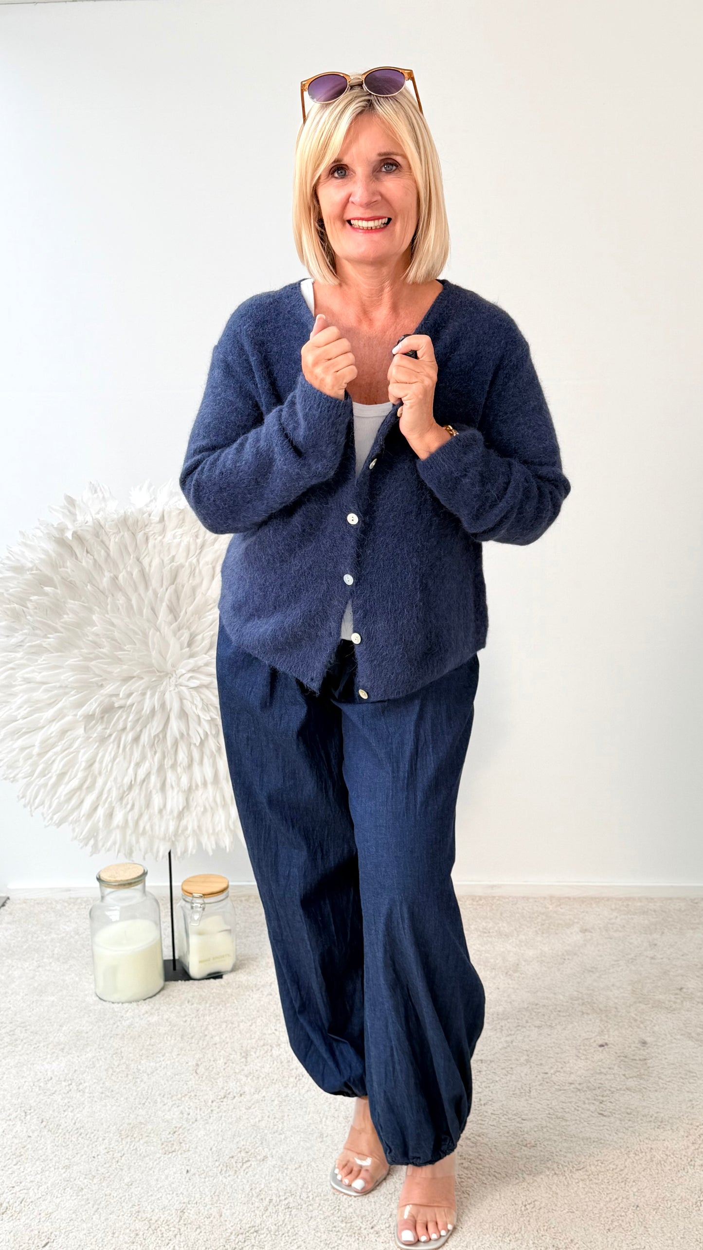 STRICKJACKE " MINU" BLAU