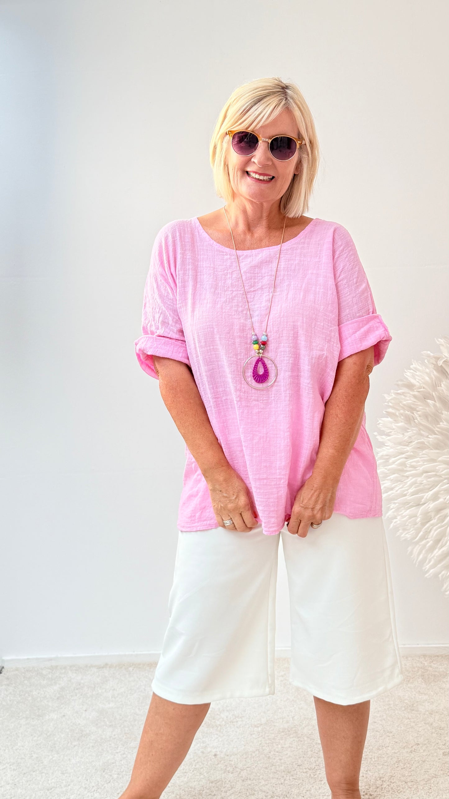 BLUSE MIT KETTE " ROSA“
