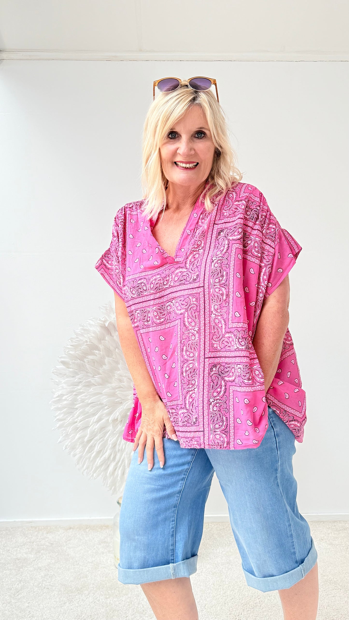 BLUSE IM PAISLEY PRINT "PINK"