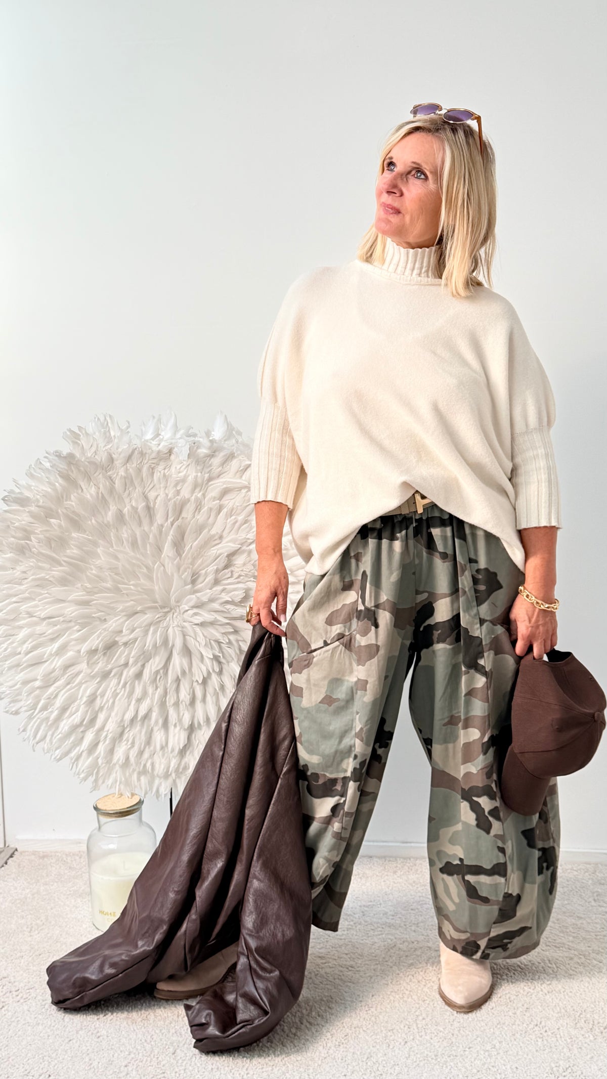 STRICKPULLI MIT TURTLENECK " BEIGE"