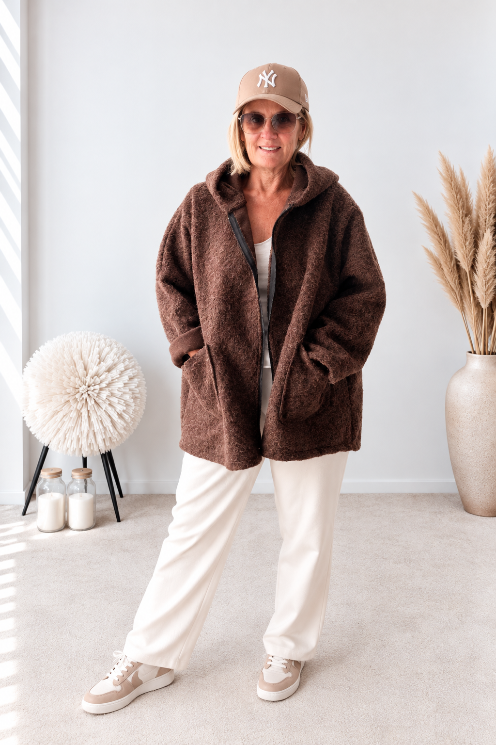 SPORTLICHE JACKE AUS FILZ "BRAUN"