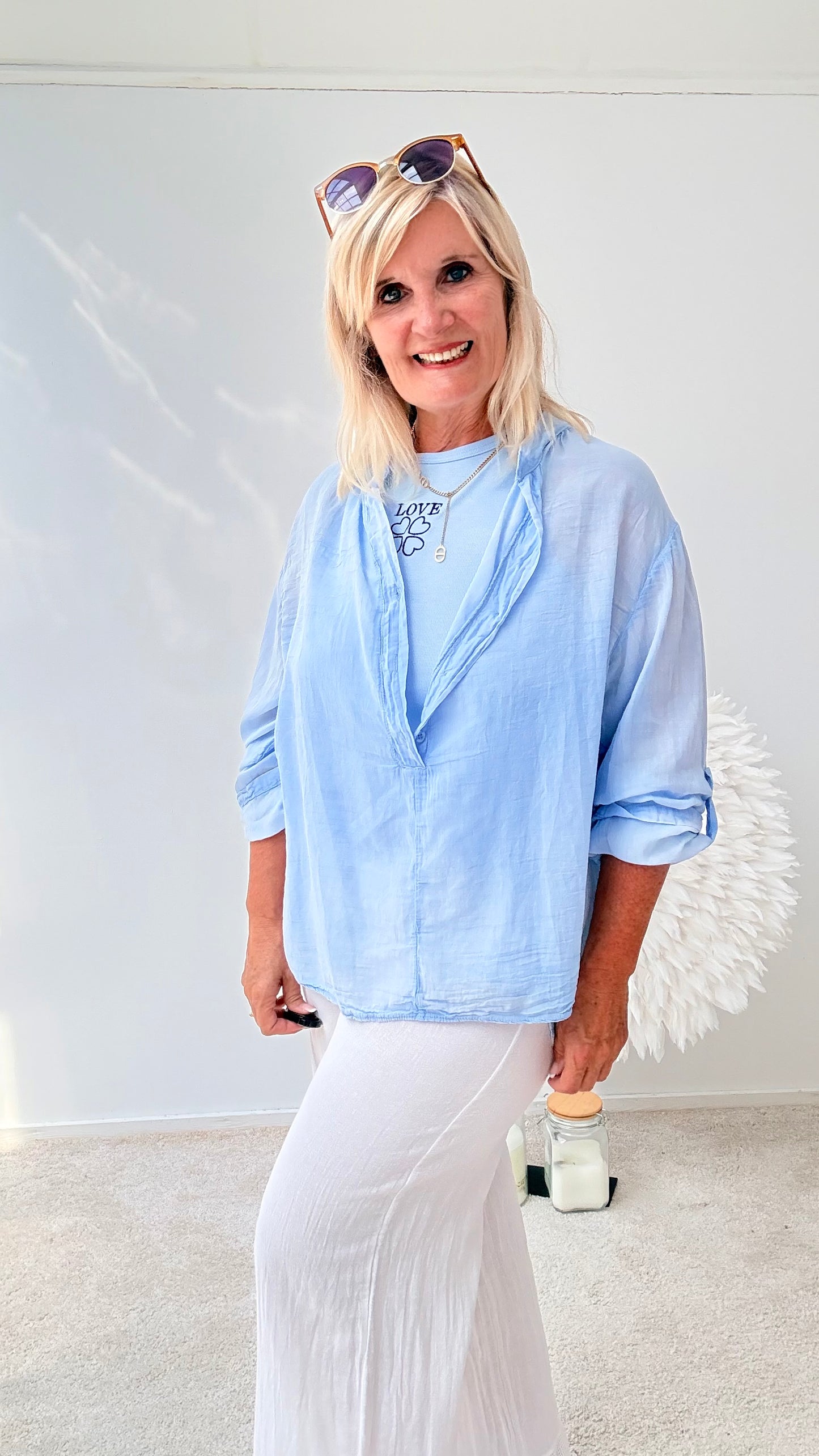 CRASH-BLUSE "HELL BLAU"