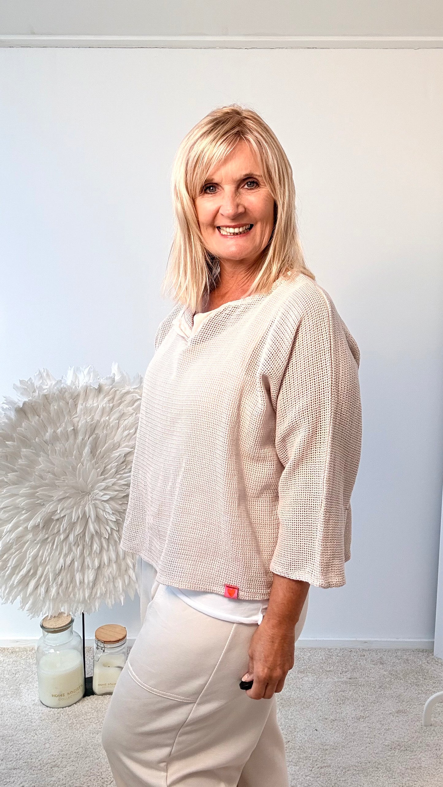 NETZ PULLI MIT TOP "BEIGE"