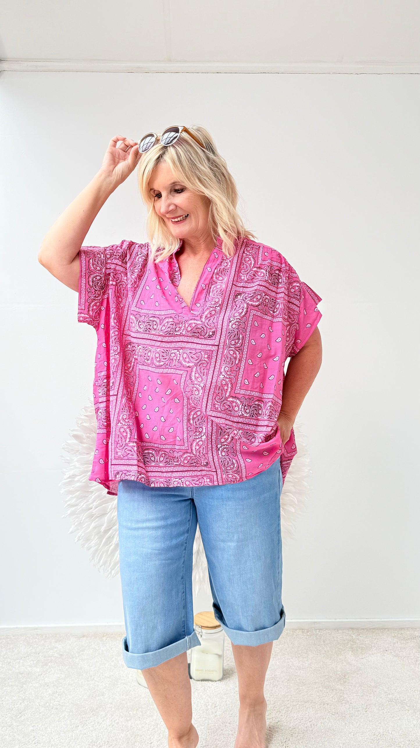 BLUSE IM PAISLEY PRINT "PINK"