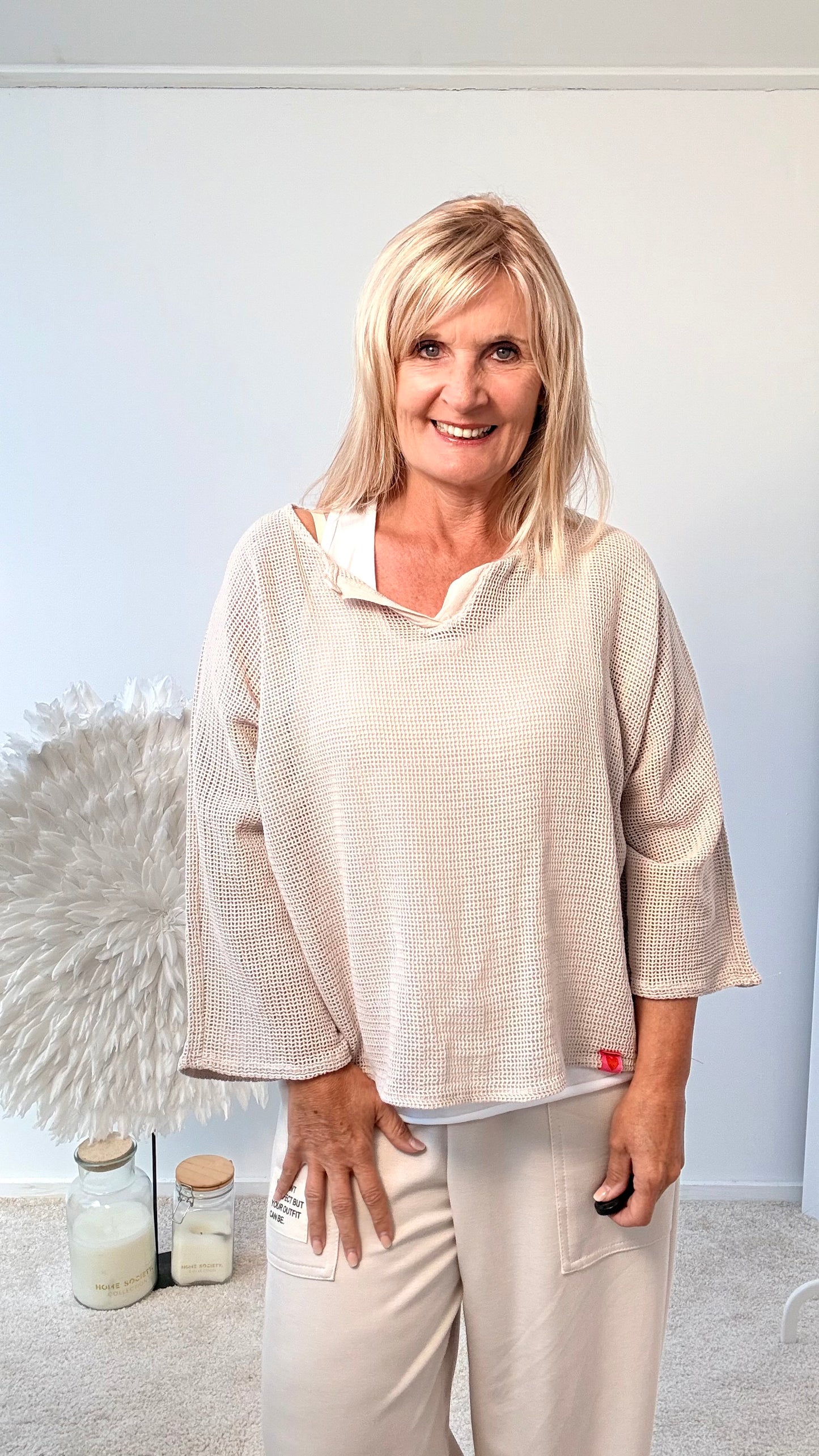 NETZ PULLI MIT TOP "BEIGE"