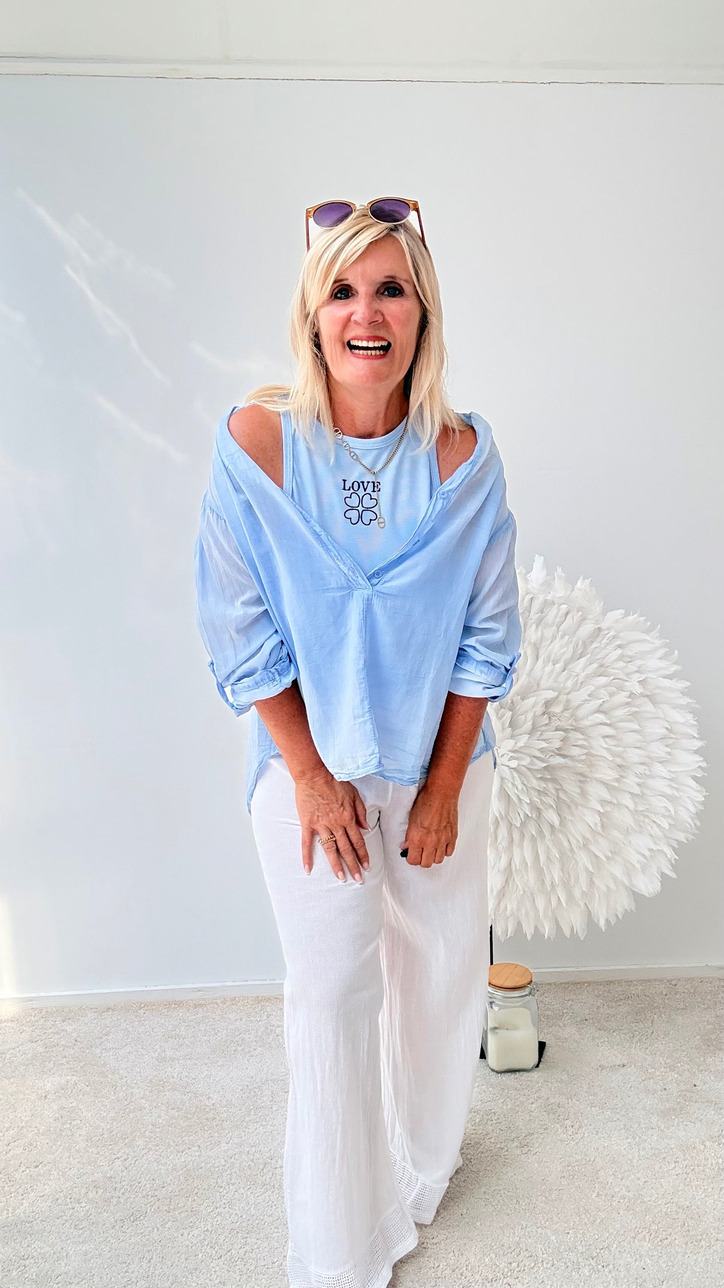 CRASH-BLUSE "HELL BLAU"
