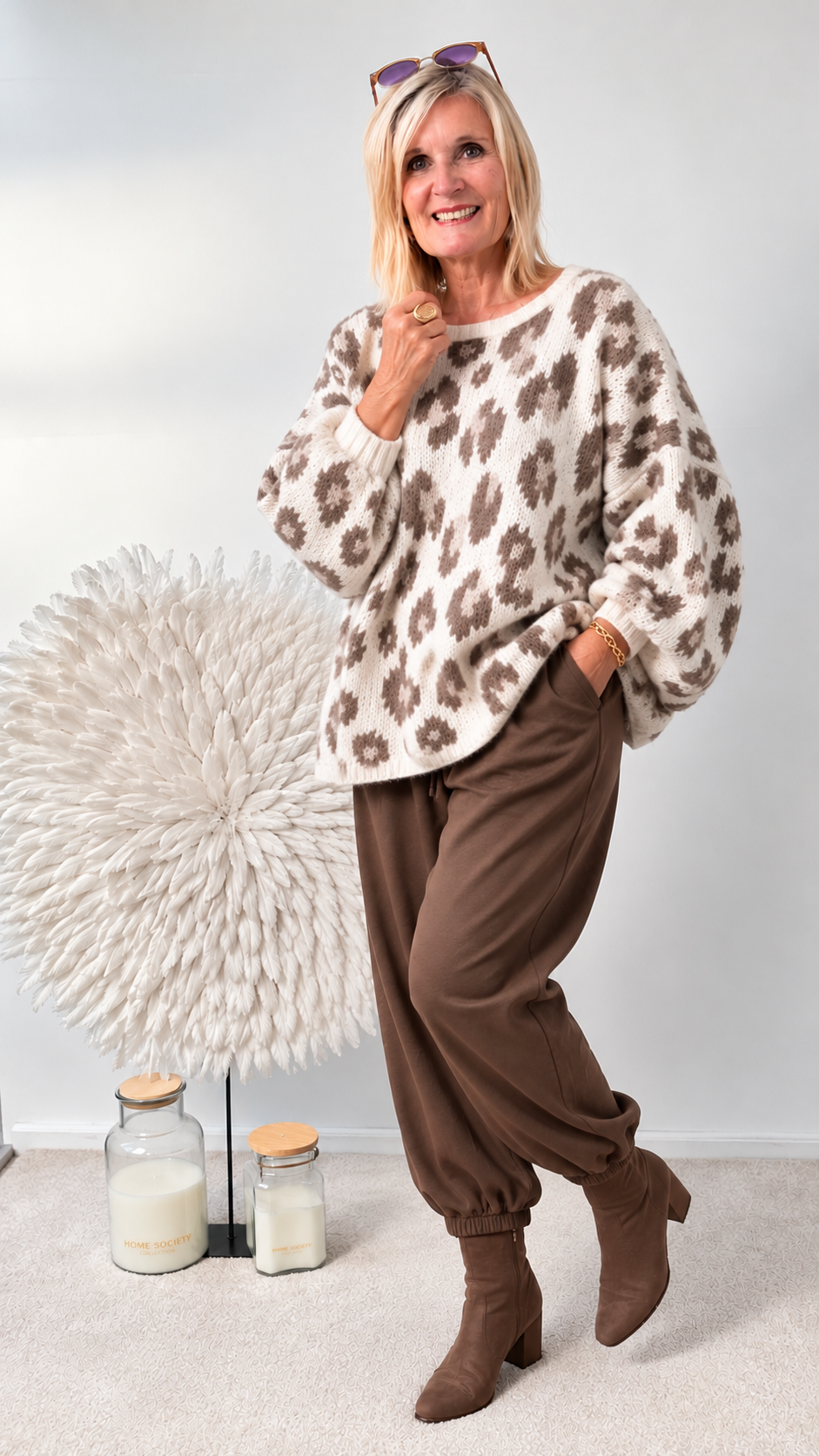 PULLI " ABSTRAKTER LEO PRINT" TAUPE