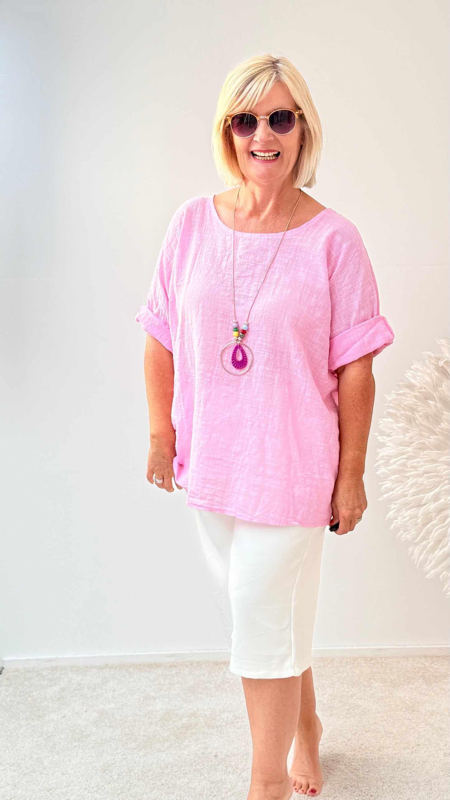 BLUSE MIT KETTE " ROSA“