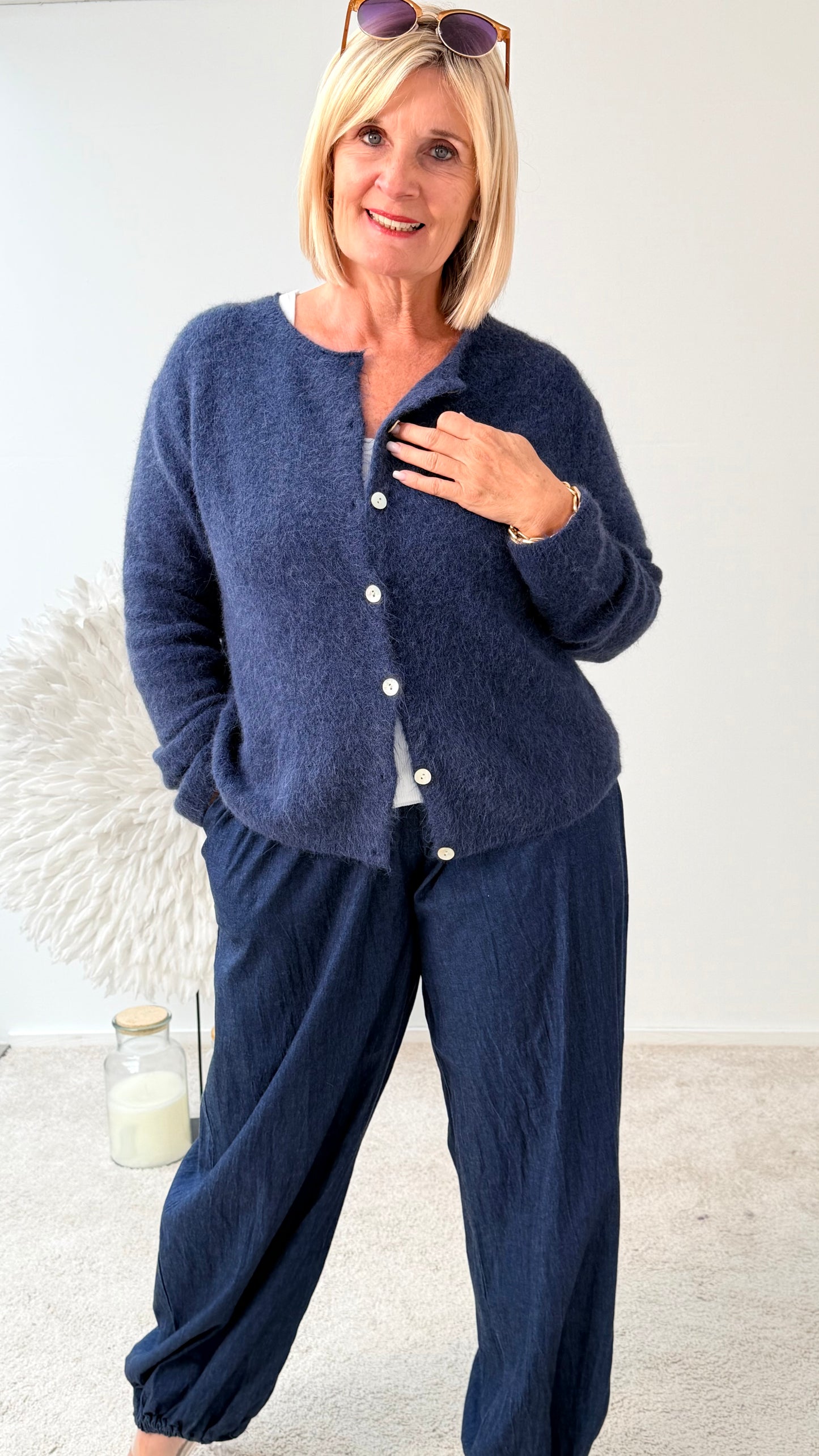 STRICKJACKE " MINU" BLAU