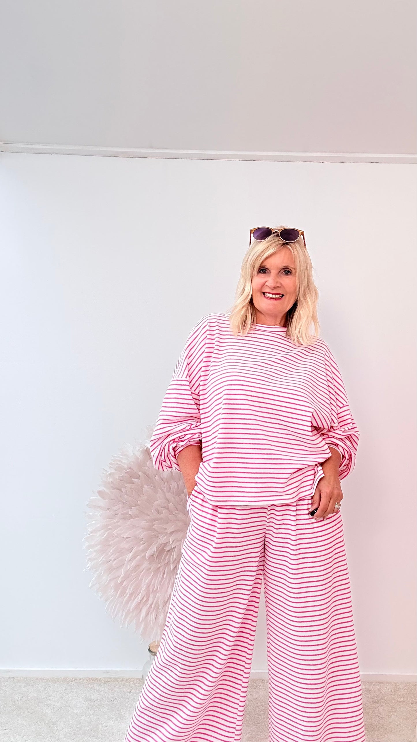 2 TEILER " SHIRT & HOSE" PINK GESTREIFT