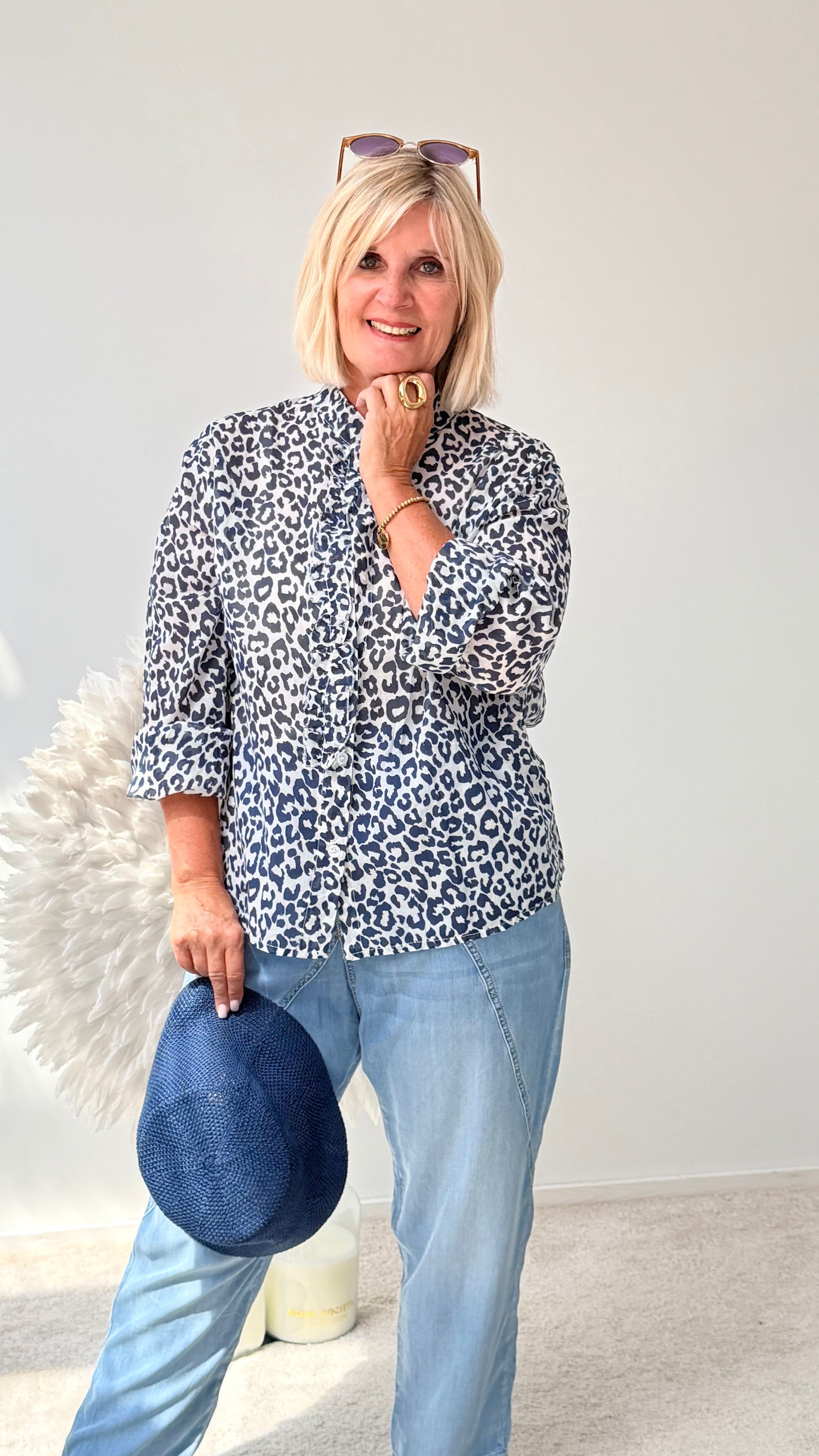 BLUSE "ANIMAL" BLAU