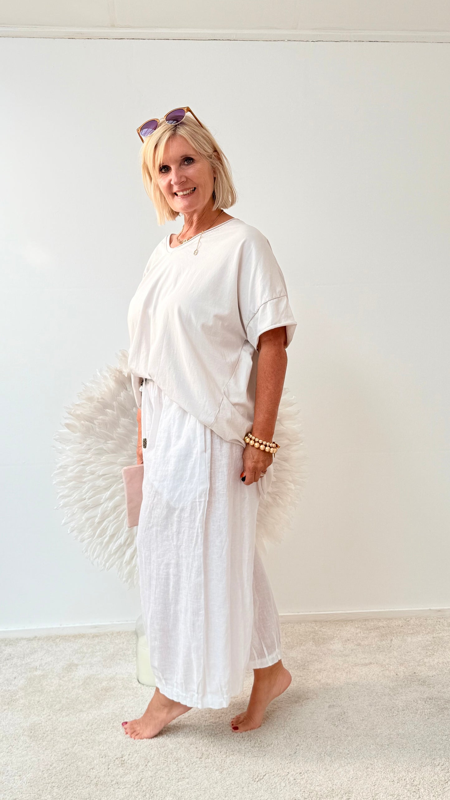 LEINEN HOSE  IN OVERSIZE " WEIß"