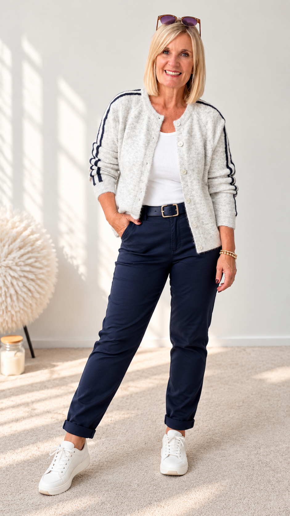 CHINO- HOSE "BLAU"