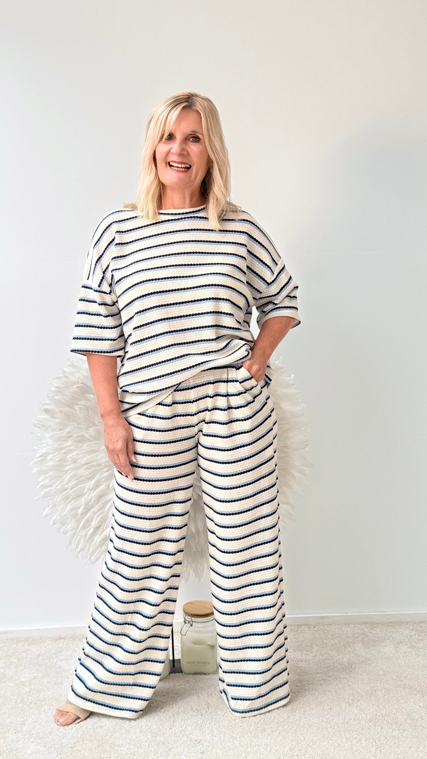 COZY 2 TEILER IM SOMMERSTRICK" BLAU"