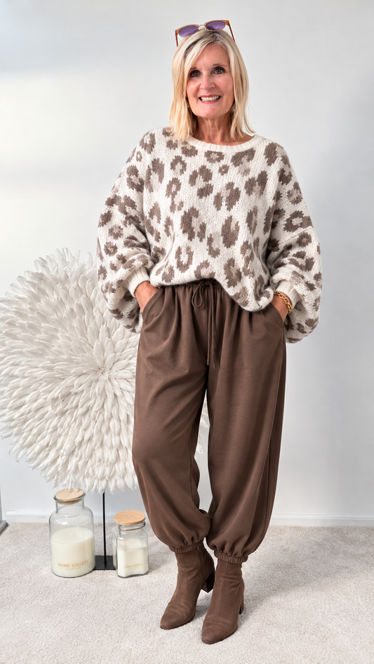 PULLI " ABSTRAKTER LEO PRINT" TAUPE