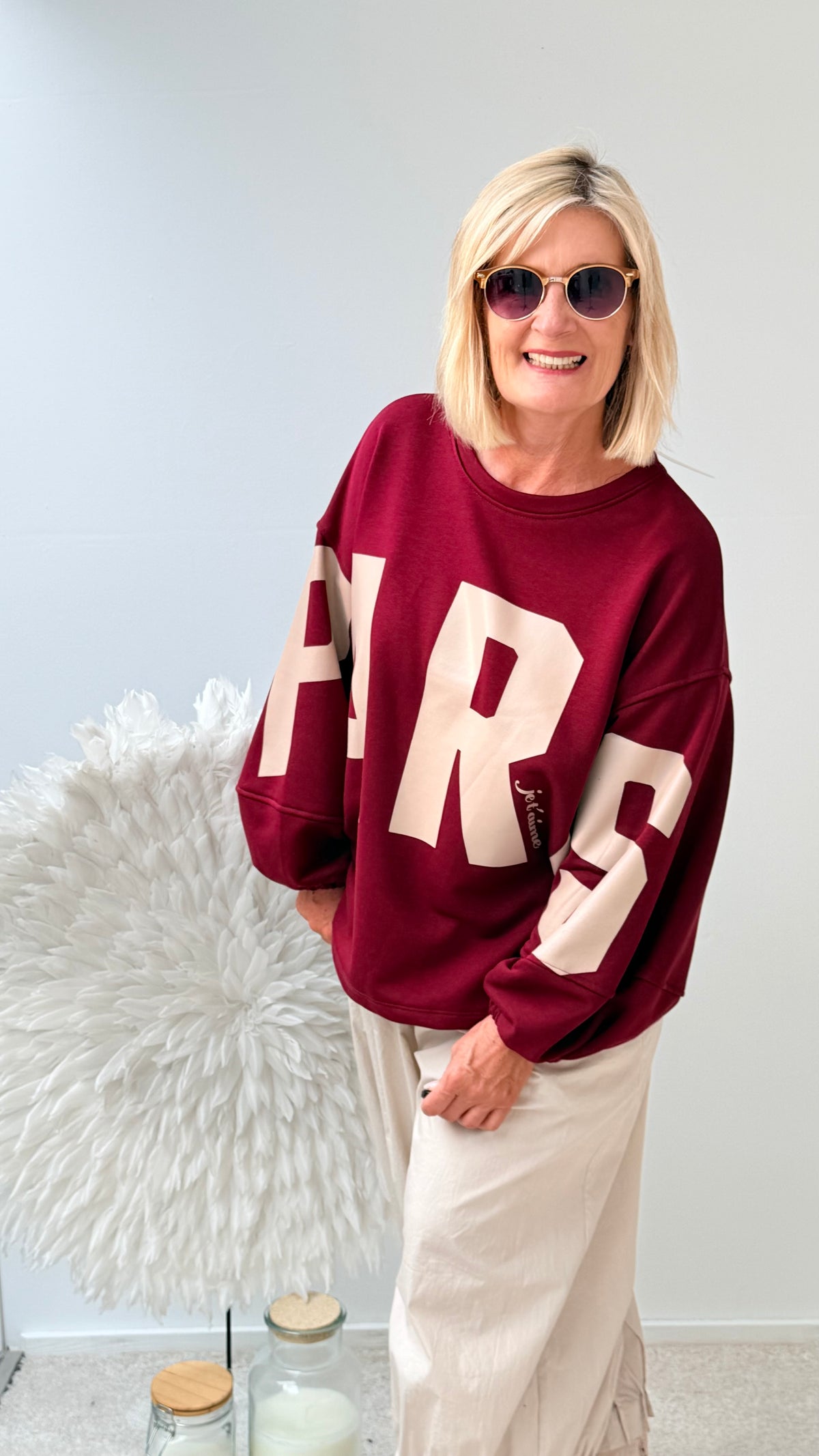 SWEATSHIRT "PARIS" BURGUNDA