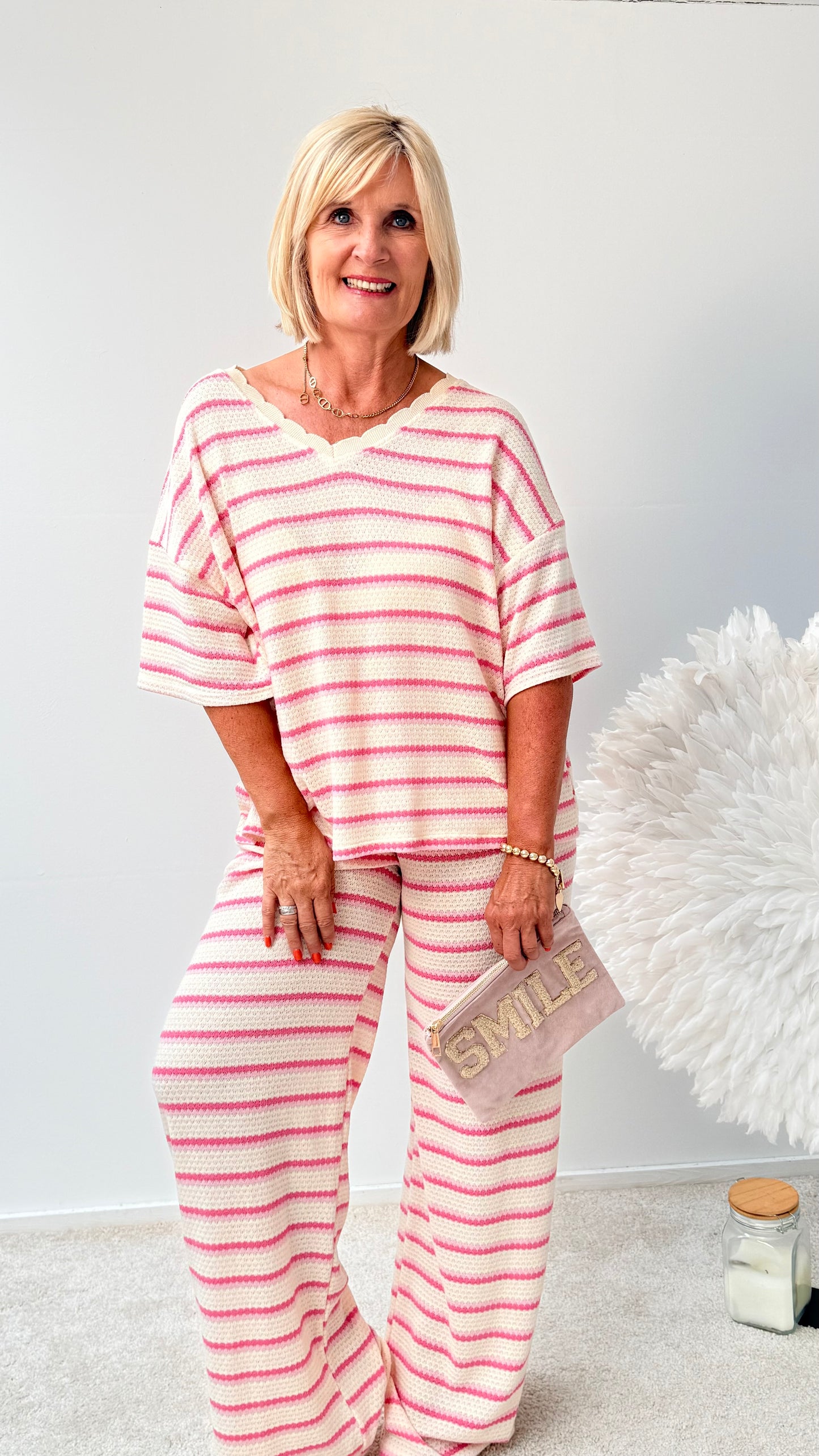 COZY 2 TEILER IM SOMMERSTRICK" Rosa"