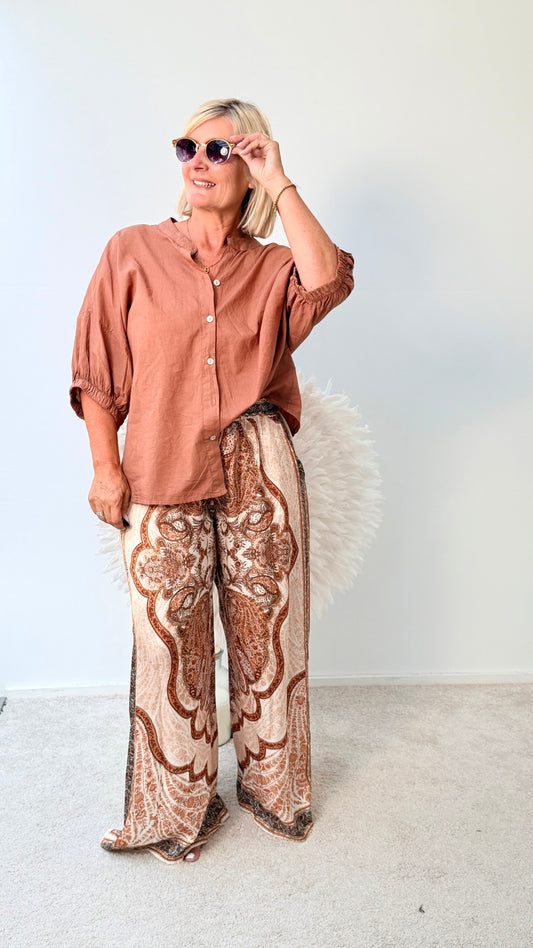 BLUSE BASIC "ROST BRAUN"