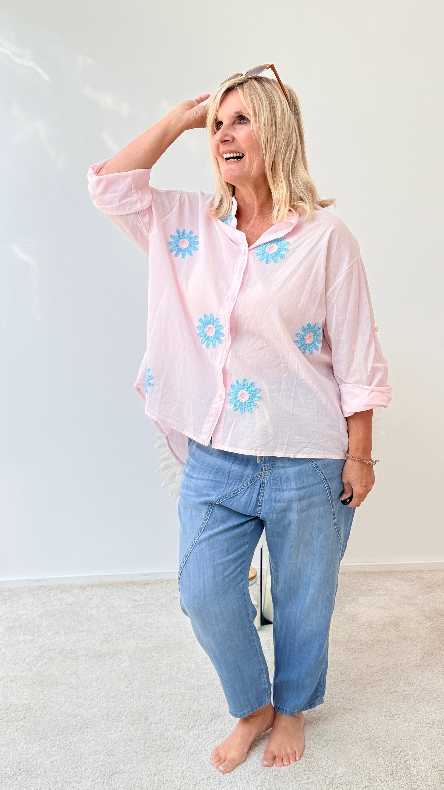 BLUSE " MIT BLÜTEN"ROSA