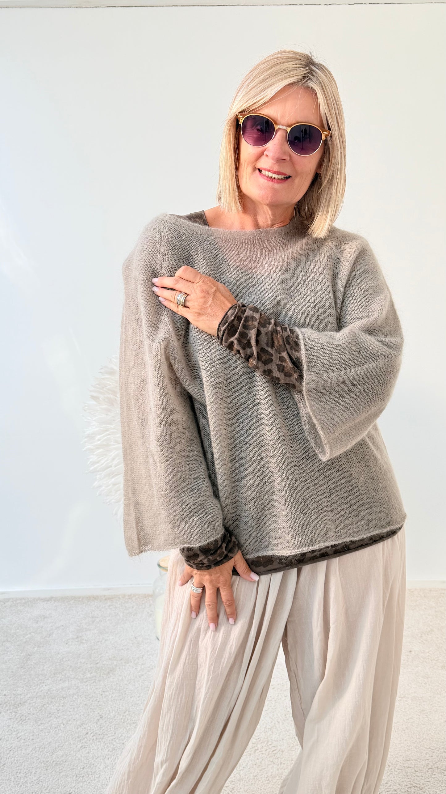 TRANSPARENTER MOHAIR PULLI " BEIGE"